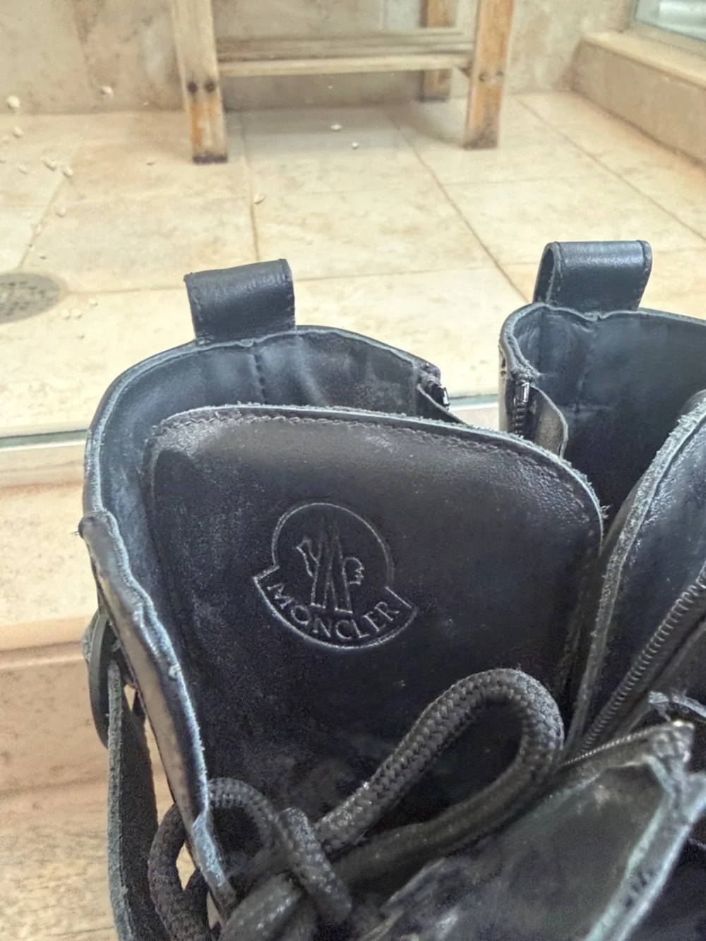 Monclear Black Leather Combat Boots 38 - Picture 2 of 5